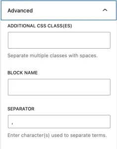 ajustes bloque categoría cambiar separador WordPress